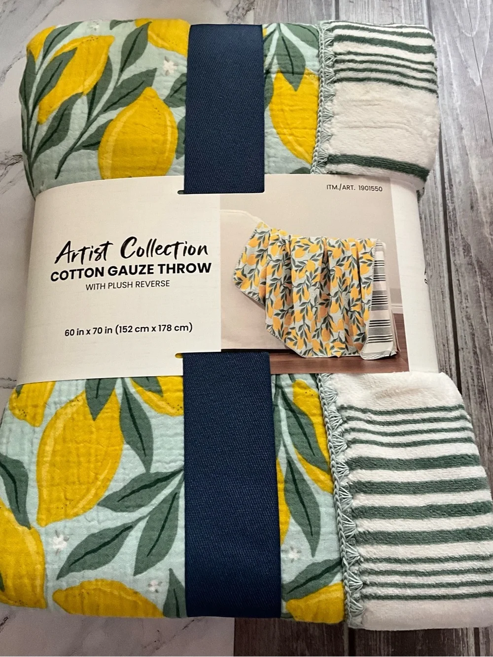 Artist collection cotton gauze throw with reverse plush new